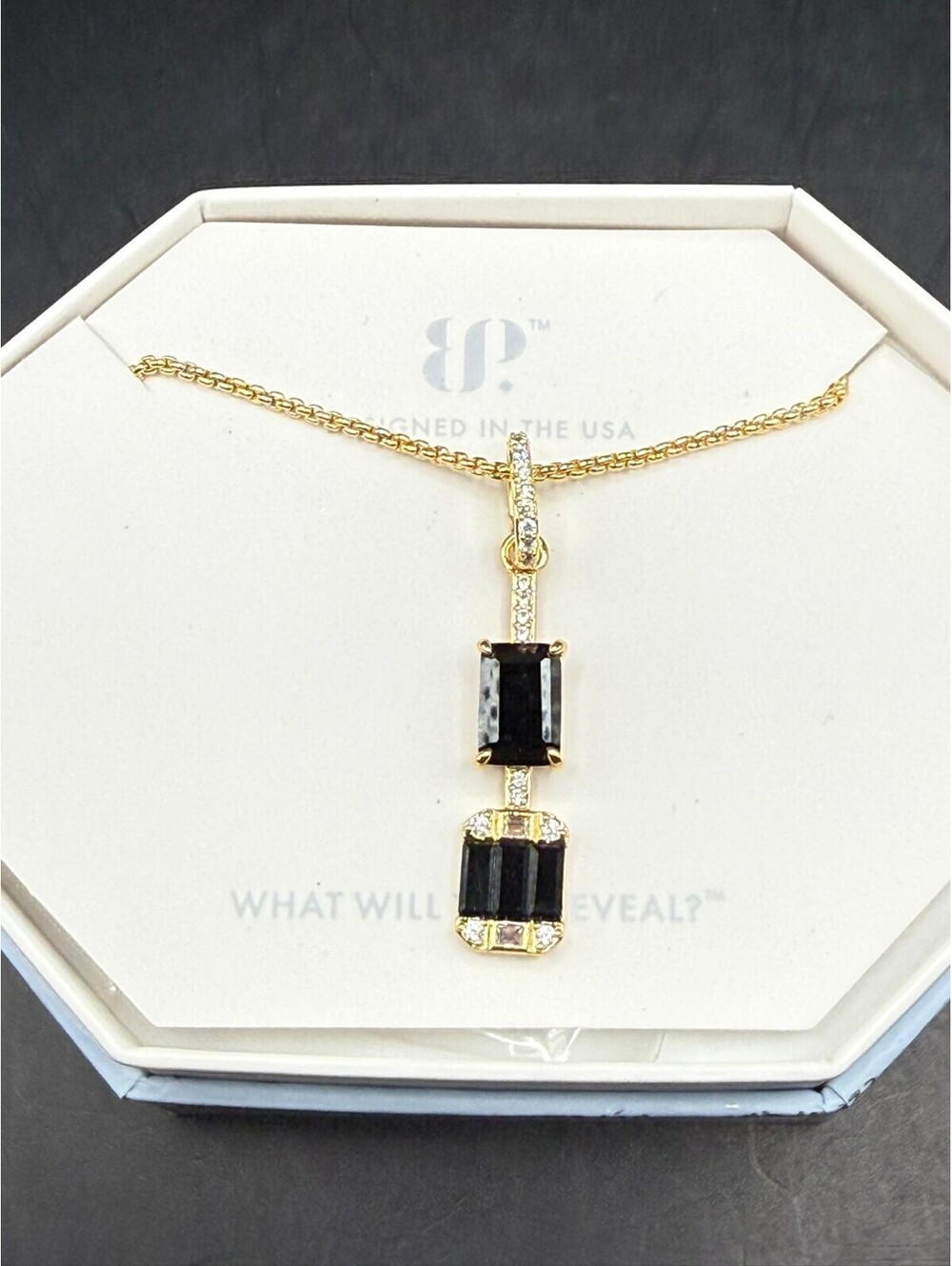 Bomb Party Gold When All Else Rests Black Onyx Removable Pendant Necklace